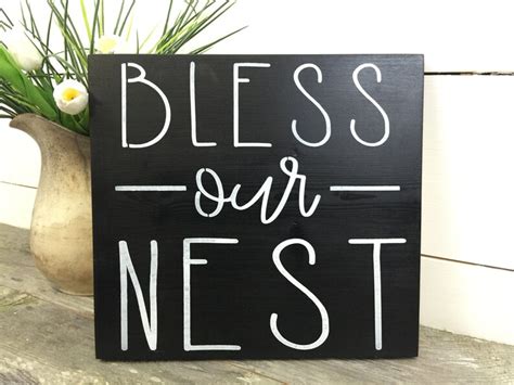 Bless Our Nest Home Sign Black And White Wood Wall Hanging Etsy