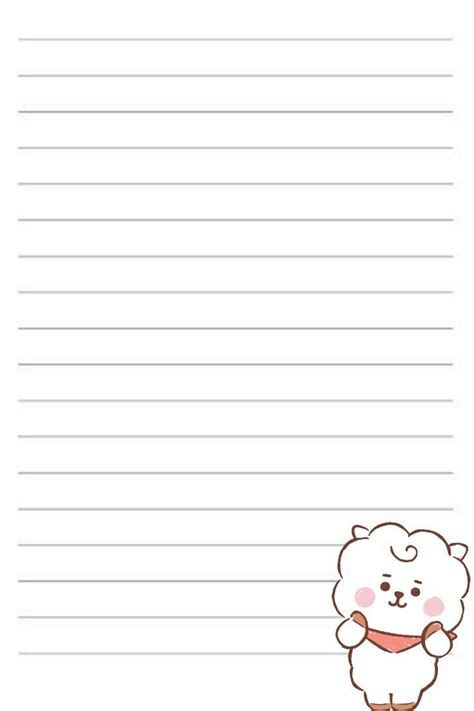 Free Kpop Printable Bts Bt21 Lined Paper A1b