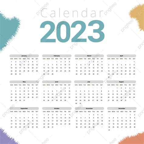 New Fancy Calendar 2023 2023 Clipart Colorful Calendar Png And