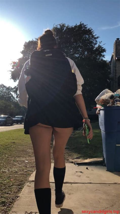 Chubby College Girl In Black Knee Socks And Short Skirt Street Closeups