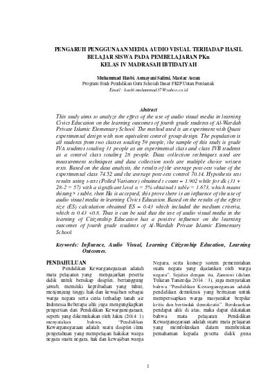 1 Pengaruh Penggunaan Media Audio Visual Terhadap Hasil Belajar Siswa