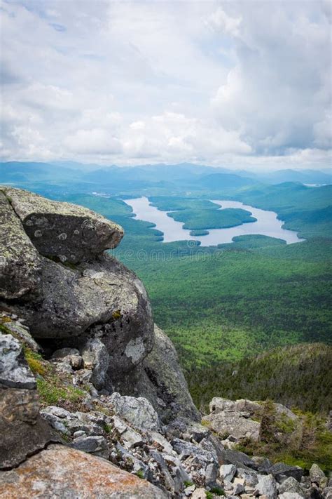 Lake Placid From The Summit Of Whiteface Mountain Stock Photo Image