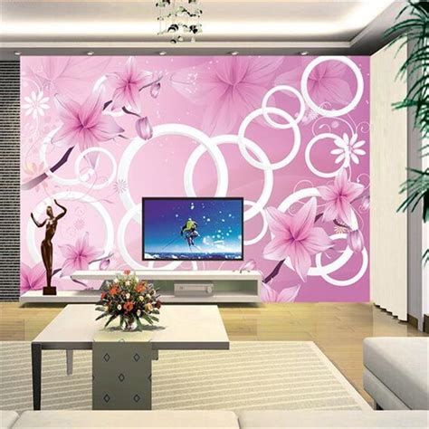 Beibehang Custom 3d Stereo Aesthetic Dream Lily Circle Photo Wallpaper