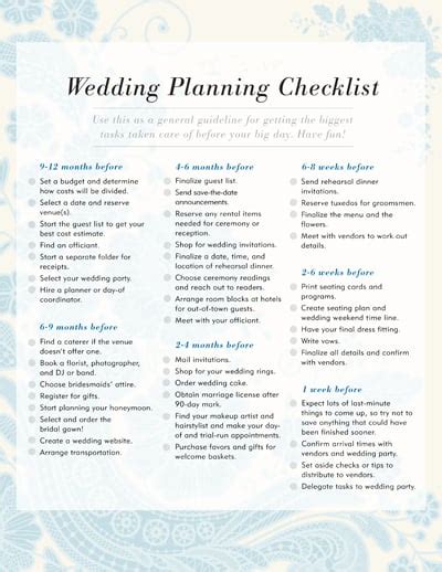 Wedding Planning Checklist Free Printable Checklists To