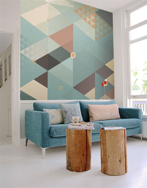 Wall Mural Abstract Retro Geometric With Clouds Abstract • Pixersize