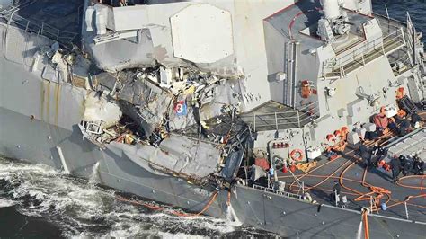 Significant Damage To Us Navy Ship In Deadly Collision Youtube
