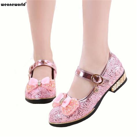 Weoneworld Children Princess Glitter Sandals Kids Girls Shoes Square