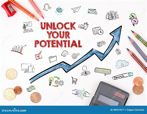 Unlock Your Potential Concept. the Sheet of Paper with Diagram Stock