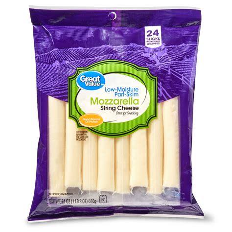 Mozzarella cheese is frequently manufactured using an acid injection process combined with either bulk starter cultures or dvi freeze dried cultures. Great Value Mozzarella String Cheese, 1 oz, 24 count ...