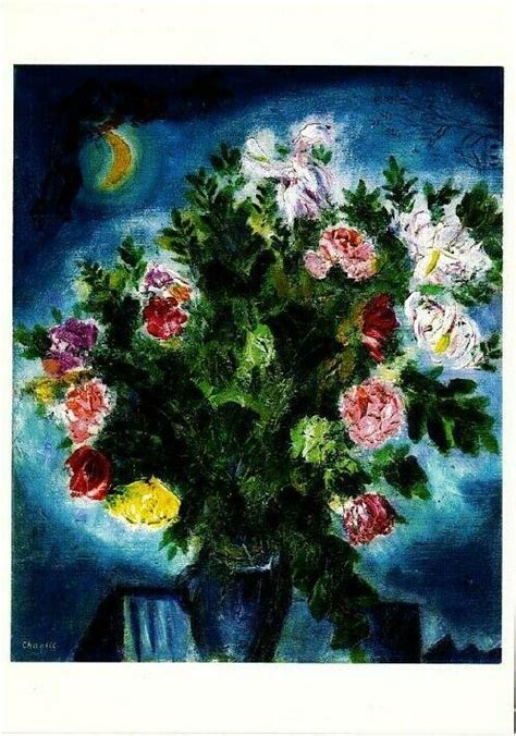 Bouquet Of Flowers With Lovers By Marc Chagall Art Postcard Topics
