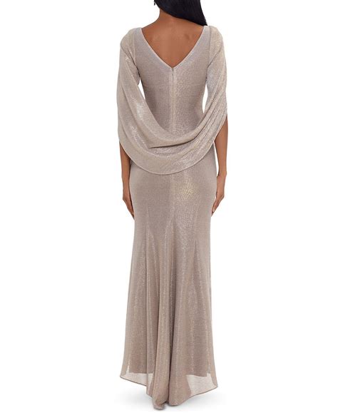 Betsy Adam Metallic Cape Gown Reviews Dresses Women Macy S In