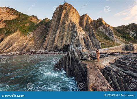 Coast Landscape Of Famous Flysch In Zumaia Basque Country Spain