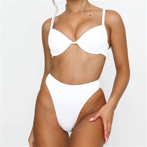 cethrio bikini swimsuits for women s 2023 sexy high breast contrast gradient split bikini set