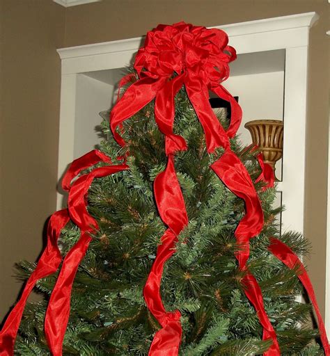 Red Christmas Tree Topper Bow With Streamers Large Tree Etsy