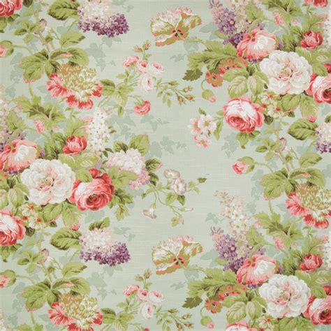 Mineral Blue Floral Cotton Upholstery Fabric