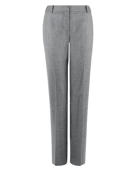 Jaeger Wool Flannel Classic Trousers In Gray Grey Lyst