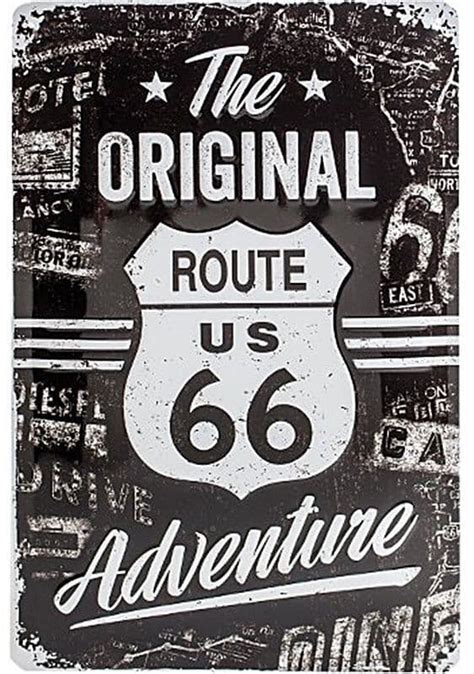 Original Route 66 Adventure Embossed Metal Sign 300mm X 200mm Na