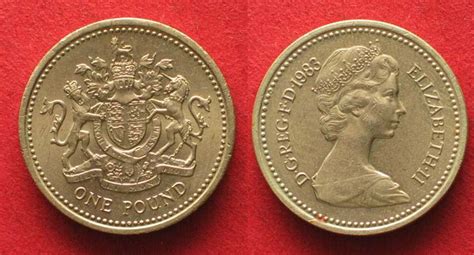 England Great Britain 1 Pound 1983 Elizabeth Ii Nickel Brass Unc