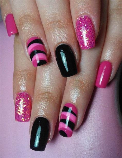 50 Beautiful Pink And Black Nail Designs 2017