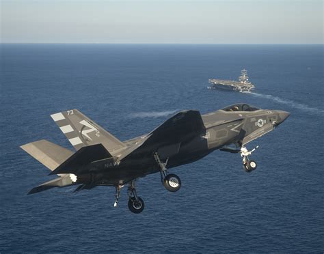 An F 35c Lightning Ii Carrier Variant Joint Strike Fighter Approaches