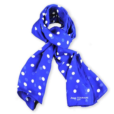 blue polka dot scarf 67x26 anne touraine paris™ scarves and foulards