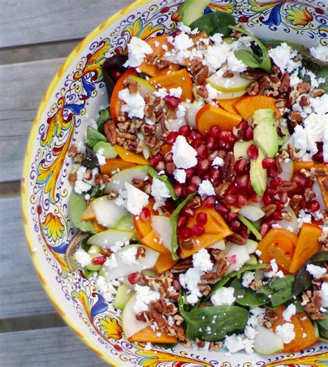 Persimmon Pear And Pomegranate Salad Rainbow Delicious