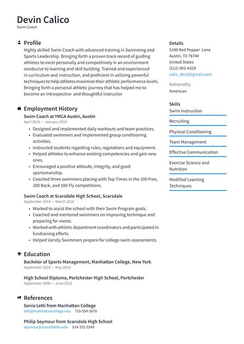 Swimming Coach Resume Examples And Writing Tips 2024 ·