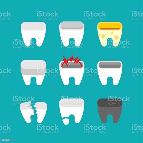 sick teeth set caries and broken tooth dentist vector illustration stock illustration download