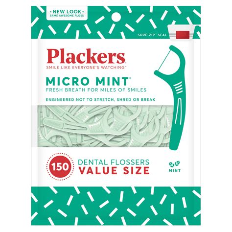 Plackers Micro Mint Dental Floss Picks, 150 Count - Walmart.com ...