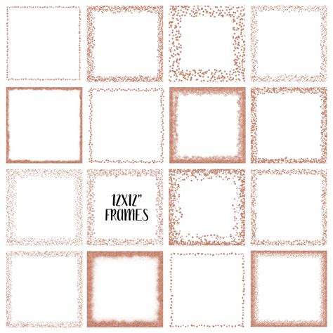 Rose Gold Glitter Frames And Borders Png Clipart Bundle