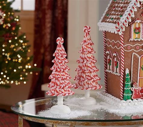Set Of 2 Illuminated Peppermint Candy Trees By Valerie