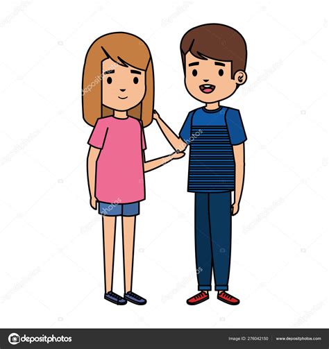 Cute Little Kids Couple Characters Stock Vector Image By ©yupiramos