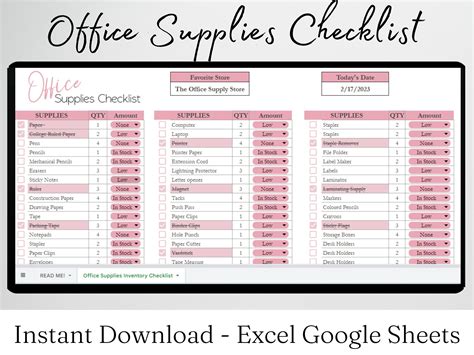 Office Supplies Checklist Business Office Supplies Checklist Etsy Norway