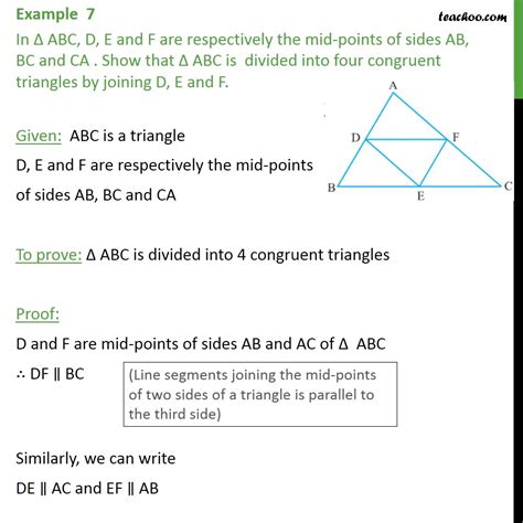 Example 6 In ABC D E And F Are Mid Points Of Sides Examples