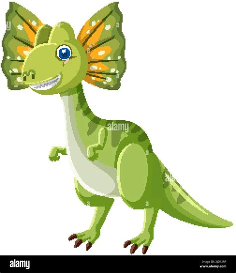 Cute Dilophosaurus Dinosaur Cartoon Illustration Stock Vector Image