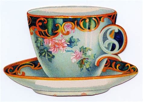 Vintage Clip Art Cute Tea Cup Trade Card The Graphics Fairy Cute