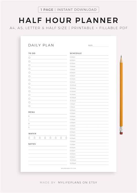 Hourly Planner Printable Daily To Do List Undated Daily Etsy Canada