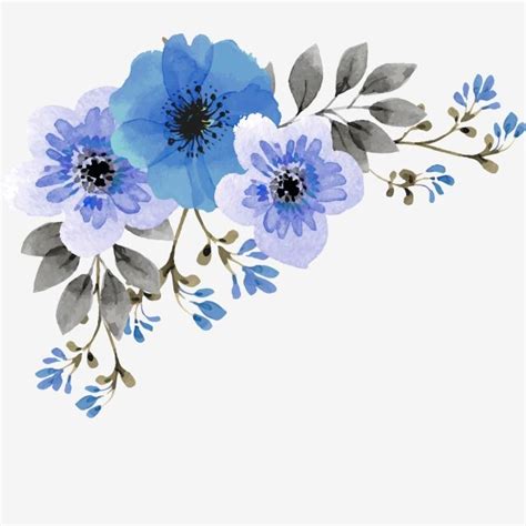 Blue Flower Corner Flower Background Wallpaper Floral