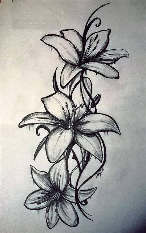 Lily Flower Tattoo Drawing Printable Calendars At A Glance