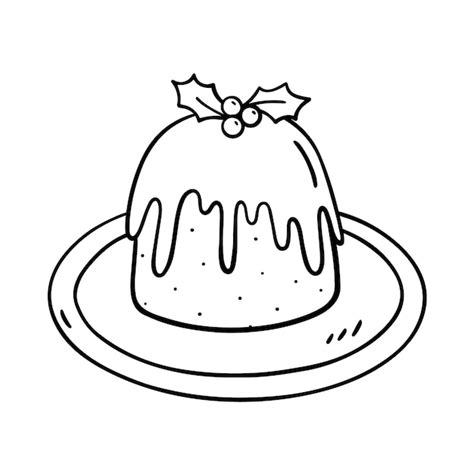 Premium Vector Traditional Christmas Pudding With Holly Berry On A