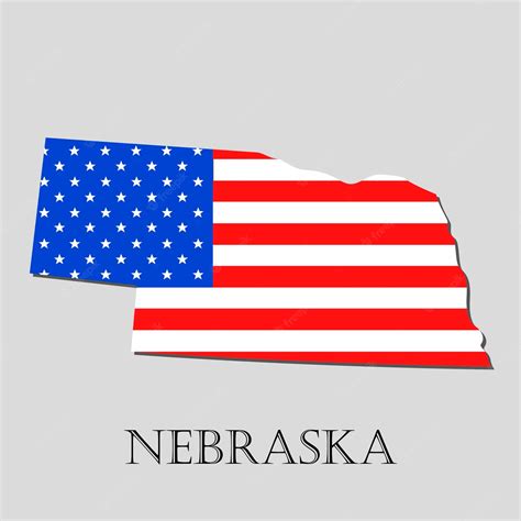 Mapa Do Estado De Nebraska E Ilustração Da Bandeira Americana Mapa Da
