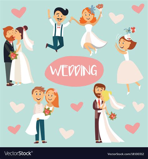 Cartoon bride and groom, cartoon, wedding, bridegroom png image. Funny cartoon wedding couple bride and groom Vector Image