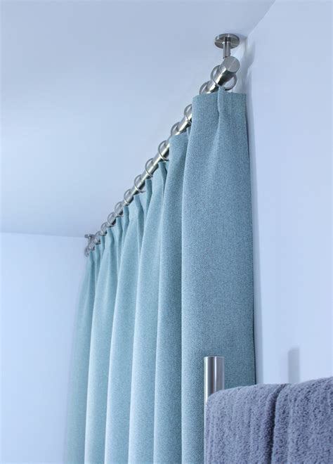Explore our curtain rods and our curtain triple track rails, wires, and double rod sets and find your perfect solution. Bathroom Update: Ceiling Mounted Shower Curtain Rod ...