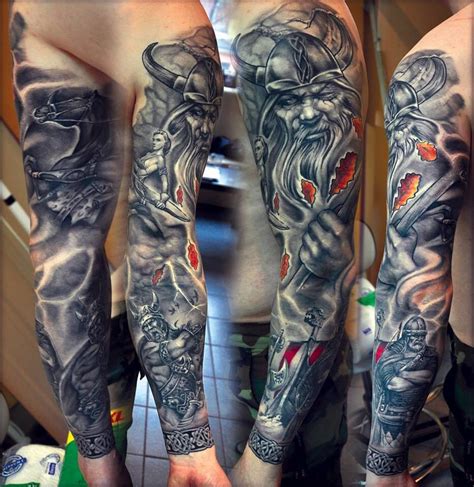 sleeve tattoo of norman warrior sleeve tattoos tattoo sleeve men viking tattoo sleeve