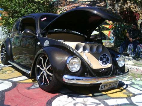 Fusca Tunado Preto Antique Cars Sports Car Vw Beetles
