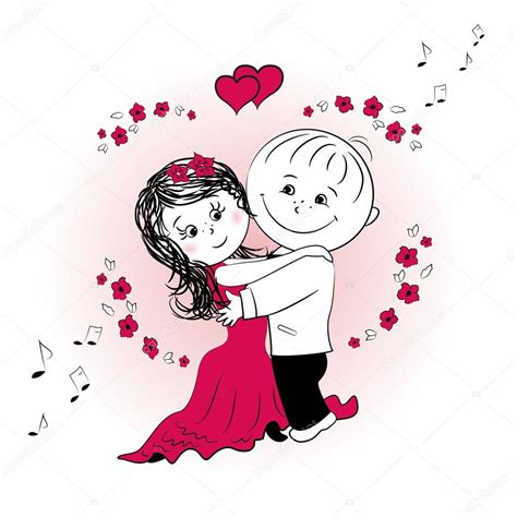 Dibujos de parejas enamoradas animadas. Pareja de enamorados bailando — Vector de stock #110342186 ...