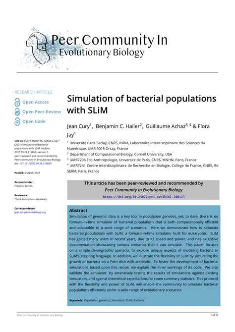 Pdf Simulation Of Bacterial Populations With Slim
