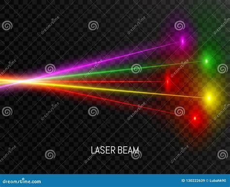 Colorful Laser Beam Set Isolated On Transparent Background Neon Lines