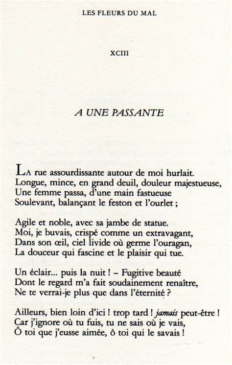 Les Fleurs Du Mal A Une Passante - Charles Baudelaire | Les mots bleus* | Pinterest | Affirmation and Poem