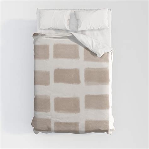 Brush Strokes Horizontal Lines Nude On Off White Duvet Cover By Form